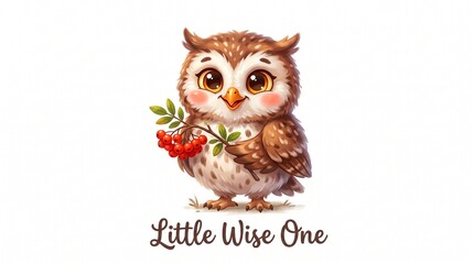 Naklejka premium cute owl, brown owl, cartoon owl, little wise one
