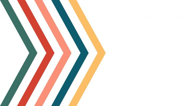 Colorful diagonal stripes on alpha channel form arrows pointing right. Suitable for business presentations, website design, marketing material, full HD, 4k videos.