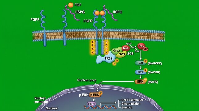 Cell signaling pathway of fibroblast growth factor receptor activation process