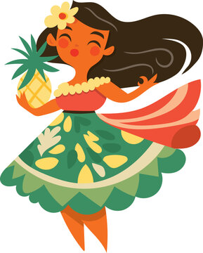Beautiful Hawaiian Hula Girl Dancing