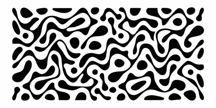 Black and white organic blob pattern on a white background