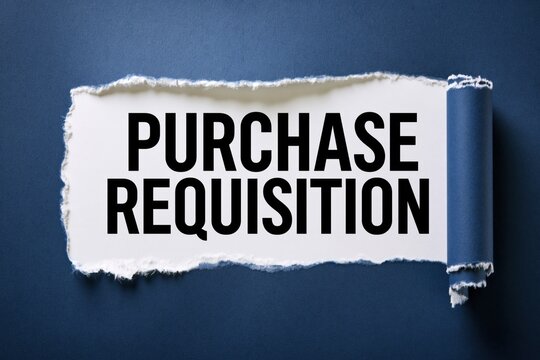 Purchase requisition text on torn paper background