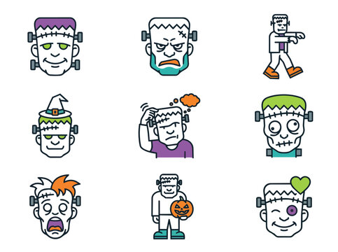 frankenstein monster faces and characters for halloween