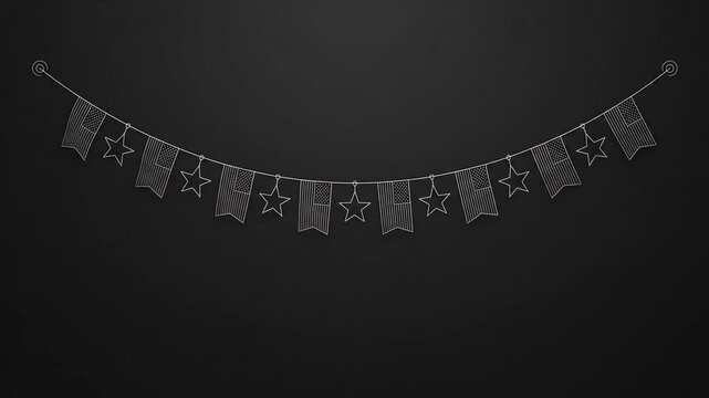 Hanging American Flag Bunting with Stars on Dark Grey Background