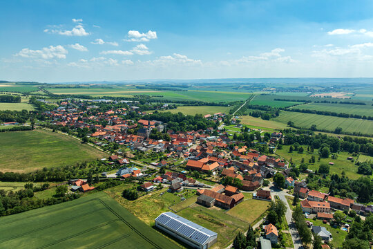 Drone view of Stadt Osterwieck - Dardesheim and Huy in the Harz district, Saxony Anhalt, Germany