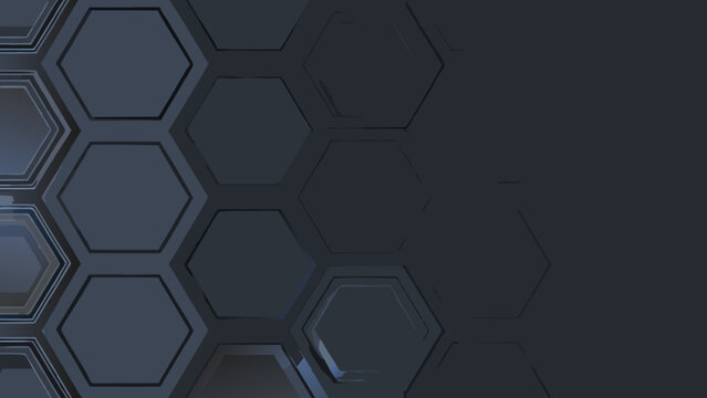 Hexagonal pattern in dark gray a 3d geometric background texture