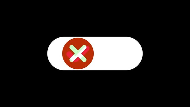 Green check and red cross mark switch buttons on white background. 4K
