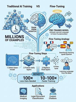 Infographic comparing traditional ai training and fine tuning methods