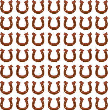 Horseshoe Pattern Icon with Brown Curved Metal Shapes and Small Nail Studs for Seamless Decorative Background Design