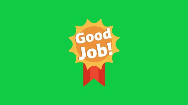 Reward badge for gamification popups cute good job ribbon style green screen