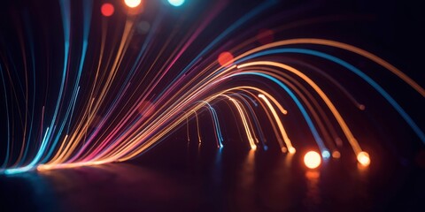Fototapeta premium Colorful light trails in night sky