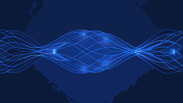 Wavy lines and glowing orbs against a dark blue background a digital illustration wave waves undulation sinusoidal