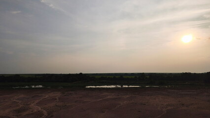 Obraz premium sunset on a dry lake