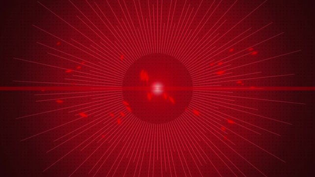 Abstract Red Energy Burst Explosion with Particles and Light Streaks, Pulsating Core, Sci-Fi and Technology Concept