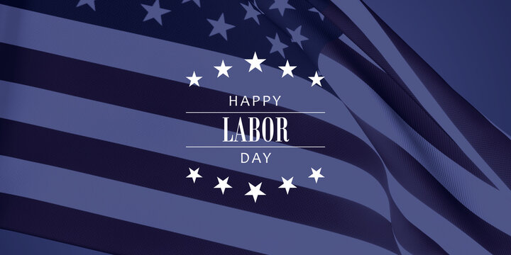 Text "Happy Labor Day" on a blue American flag background