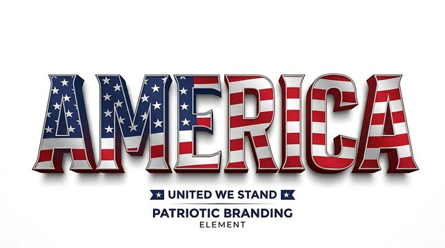 3d america text with usa flag texture isolated on white background