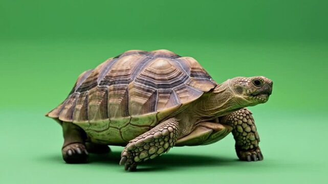 Real Tortoise Slow Movement Close-Up Studio Footage