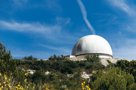 Telecommunications radome near Tete de Chien overlooking the French Riviera in La Turbie, France