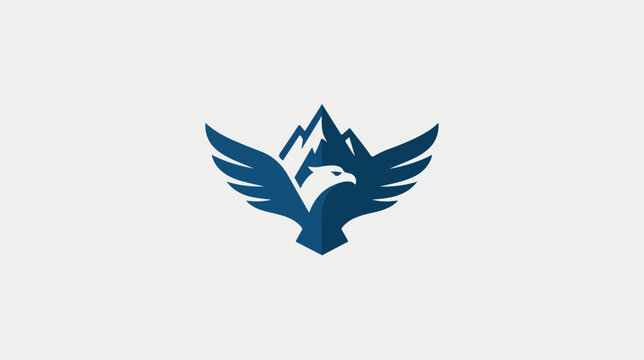 Minimalist eagle logo design featuring majestic mountain peaks.