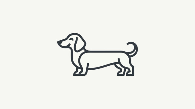 Minimalist outline illustration of a cute dachshund dog.