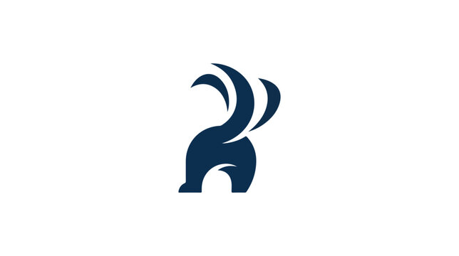 Minimalist skunk logo design with elegant tail curves.