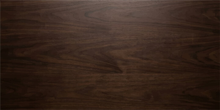 Abstract dark chocolate walnut wood texture background with even horizontal grain and rich timber surface for modern interior design