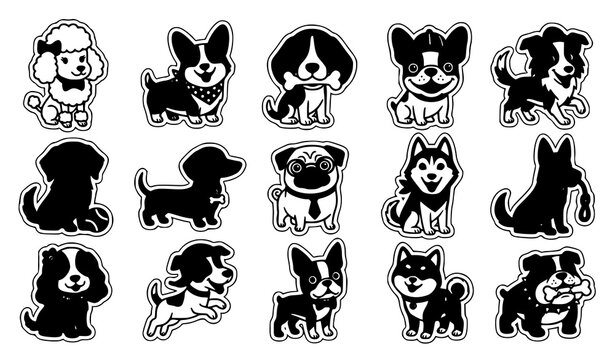 dog, puppy, canine, retro, vintage, cartoon, cute, pet, animal, floppyears, waggingtail, bone, ball, smiling, happy, playful, mascot, character, domestic, comic, nostalgic, illustration, vector, colle