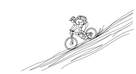 Mountain biker riding downhill sketch, extreme sport, active lifestyle © Dodo