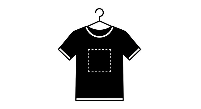 Black T-shirt on a Hanger with Chest Placeholder for Custom Logo Design Mockup Illustration