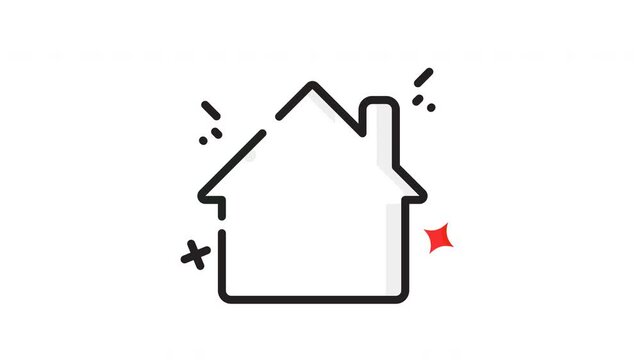 Clean house icon suitable for cleaning services logos  icons. Simple white outline vector graphic with black line art.