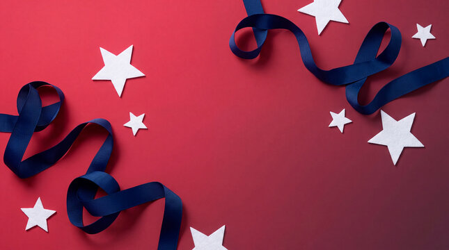 Patriotic stars and navy ribbon on red