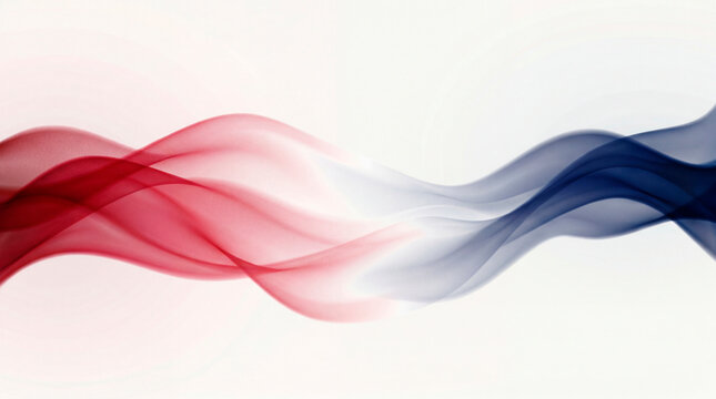 Flowing red and blue waves on white, July Fouth