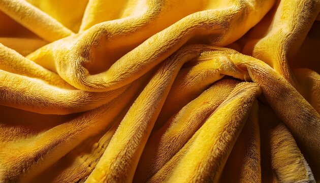 vibrant yellow terrycloth towel folds closeup textured fabric background abstract soft waves golden sunlight mood tactile surface detail
