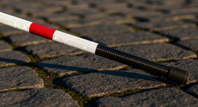 Tactile ground indicator on pavement.