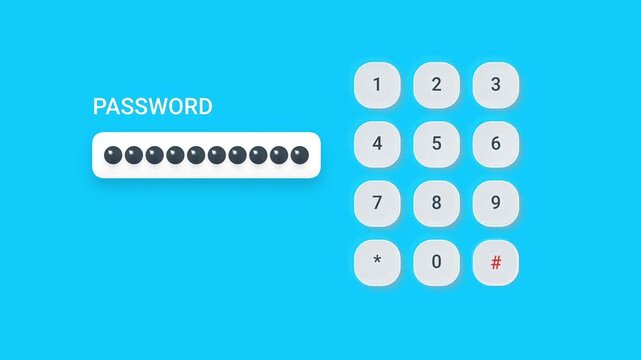 Animation showing a digital password input field with incorrect entries and access denied