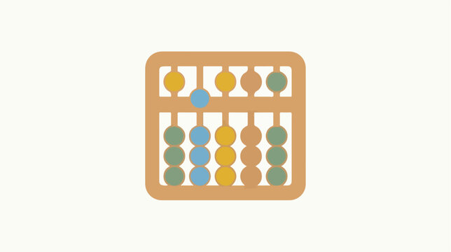 Flat vector illustration of a traditional wooden abacus for mathematical calculations.