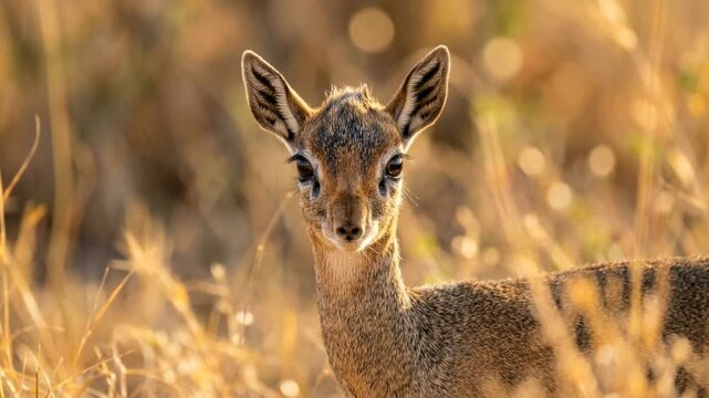 dik dik antelope in serengeti national park tanzania golden light cinematic close up video