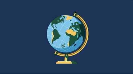 Naklejka premium Stylized flat illustration of a desk globe on a stand.