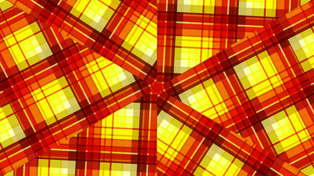 Motion tartan moire Abstract Red Yellow Plaid Pattern Kaleidoscope Effect Geometric Background Motion