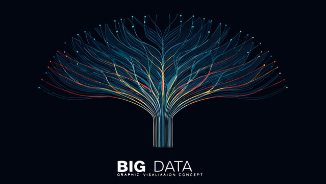 Abstract Data Visualization Featuring Branching Lines And Illuminated Nodes On A Dark Background abstract art algorithmic design analytics