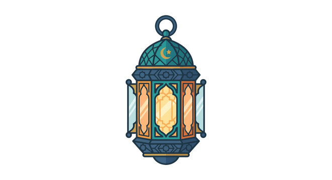 Traditional islamic ramadan lantern fanous vector line illustration