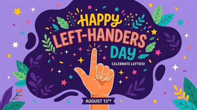Happy left handers day celebrate lefties with colorful illustration