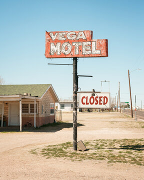 Vintage Vega Motel sign on Route 66, Vega, Texas