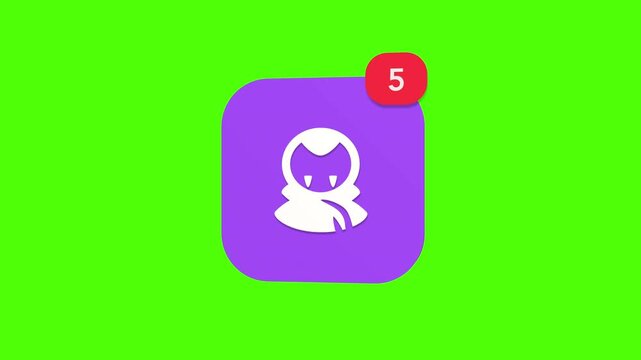 3D spooky vampire dracula character profile halloween celebration party horror movie notification icon popping up on green screen.