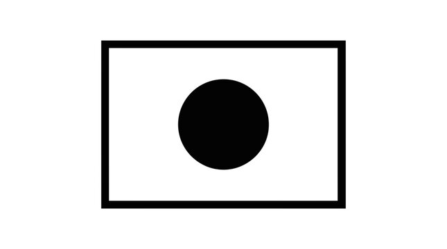 Simple Graphic Icon: Black Circle in White Rectangle Frame