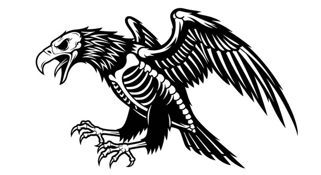 Detailed illustration of a skeletal eagle.