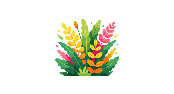 Colorful illustration of tropical leaves.