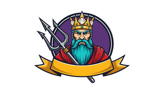 King Neptune Cartoon Character Illustration.