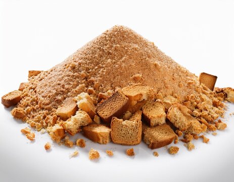 mucchio di briciole di pane o dolce marrone biscotto scontornate su sfondo trasparente per sovrapposizione