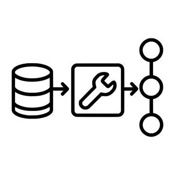 Data Preprocessing Pipeline Line Icon
